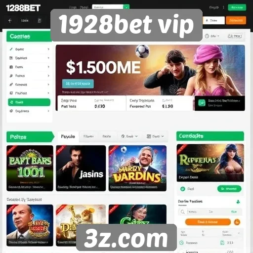 Interface do site 1928bet vip e sua navegação
